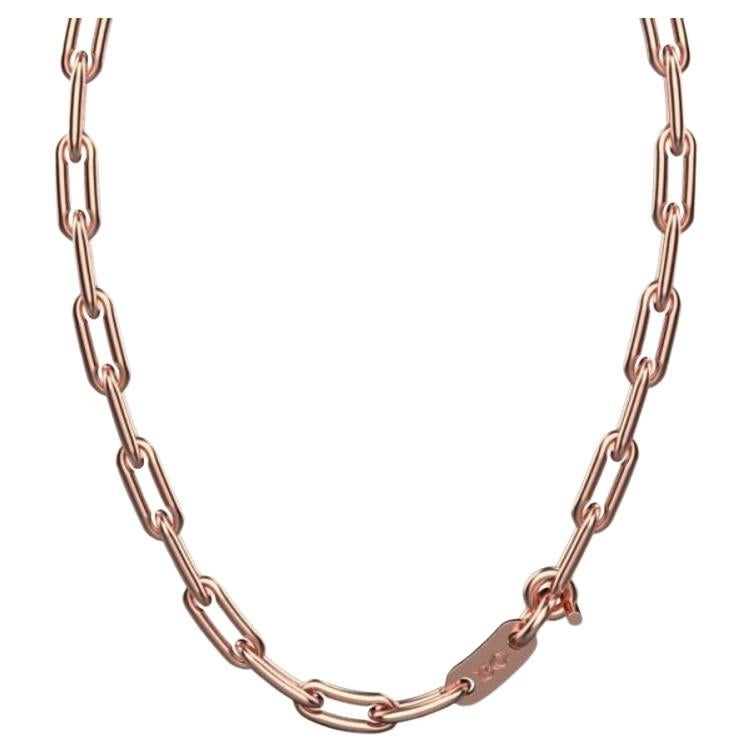 Linear Link Curved Necklace, 18k Rose Gold