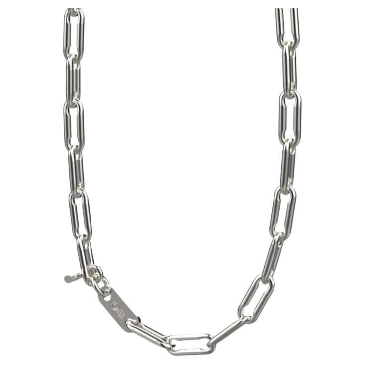 Linear Link Curved Necklace, Sterling Silver For Sale