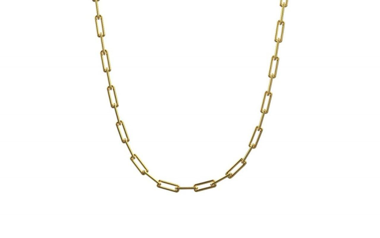 Modern Linear Link Necklace, 18K Gold For Sale