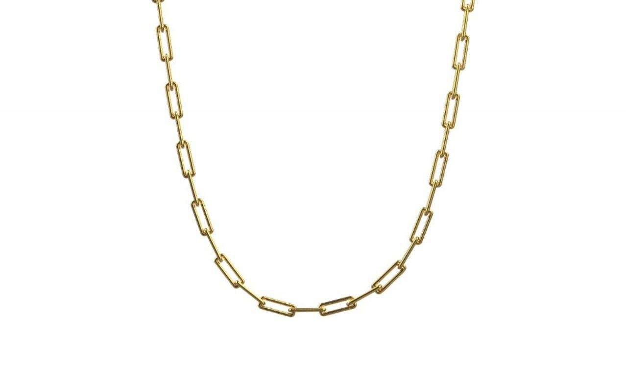 Women's or Men's Linear Link Necklace, 18K Gold For Sale