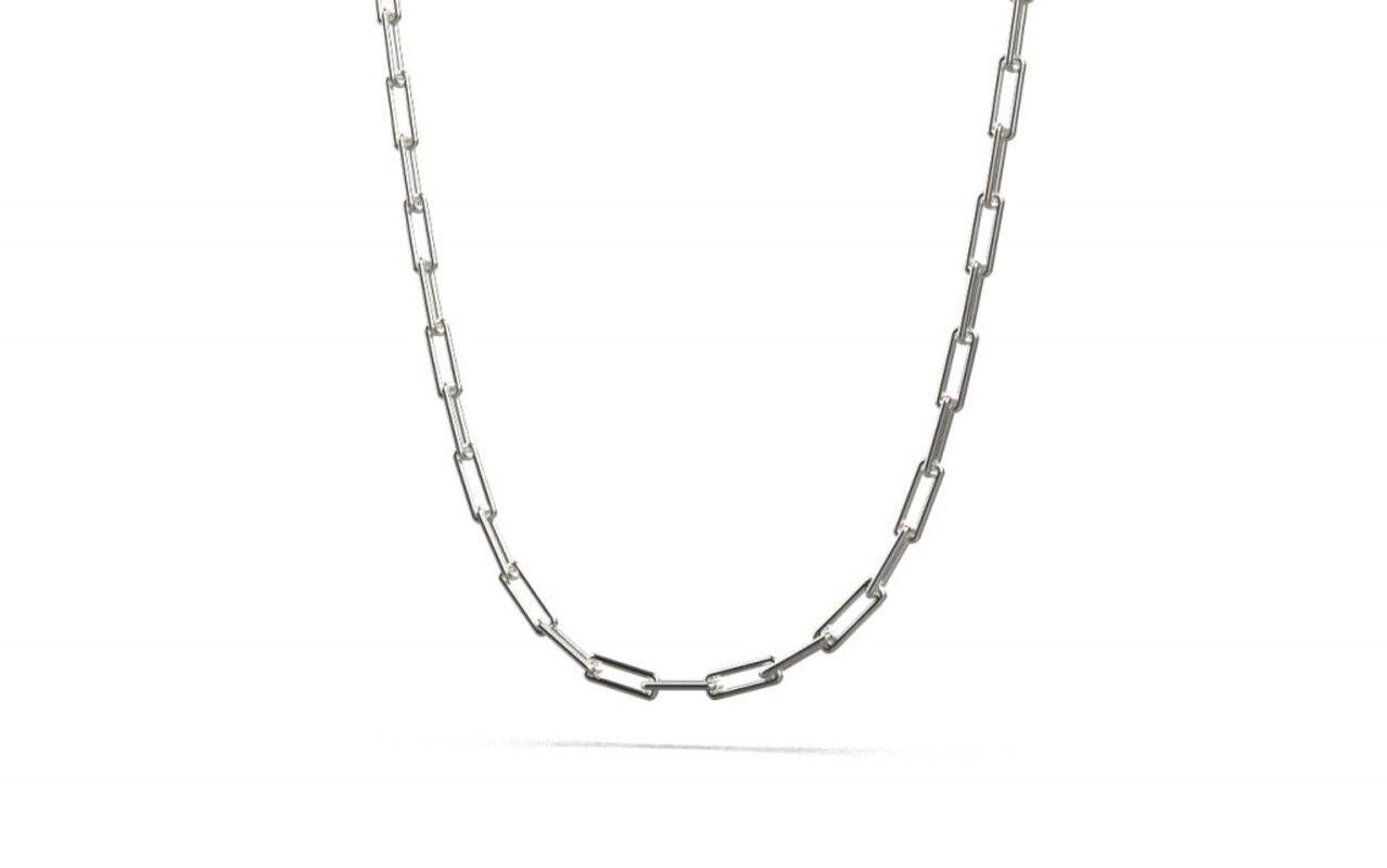 Linear Link Necklace, 18K White Gold In New Condition For Sale In Leigh-On-Sea, GB