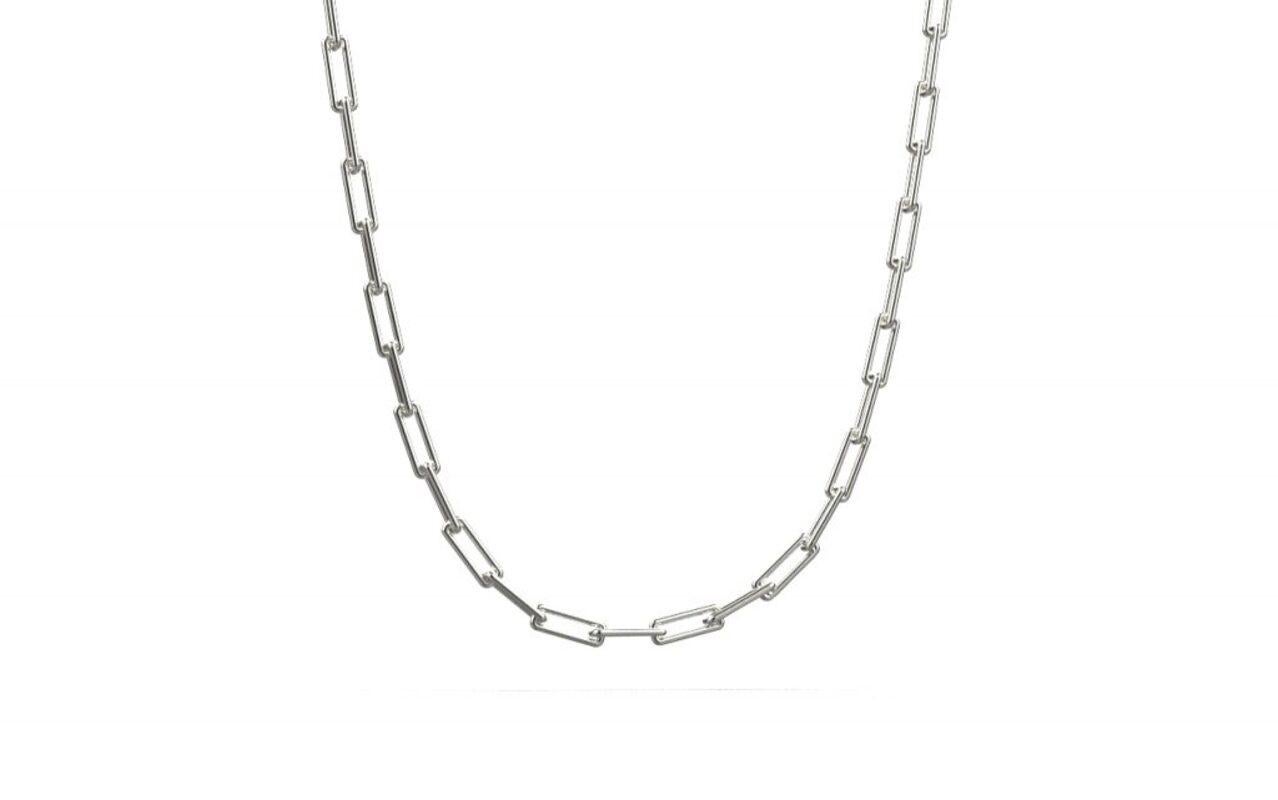 Linear Link Necklace, 18K White Gold For Sale 1
