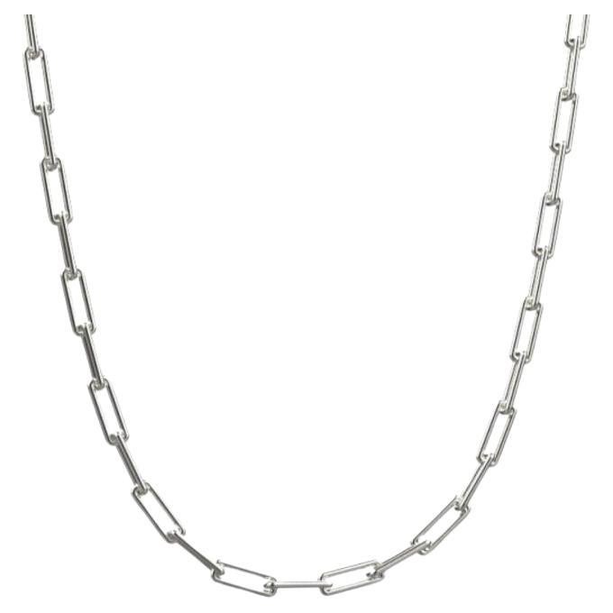 Linear Link Necklace, 18K White Gold For Sale