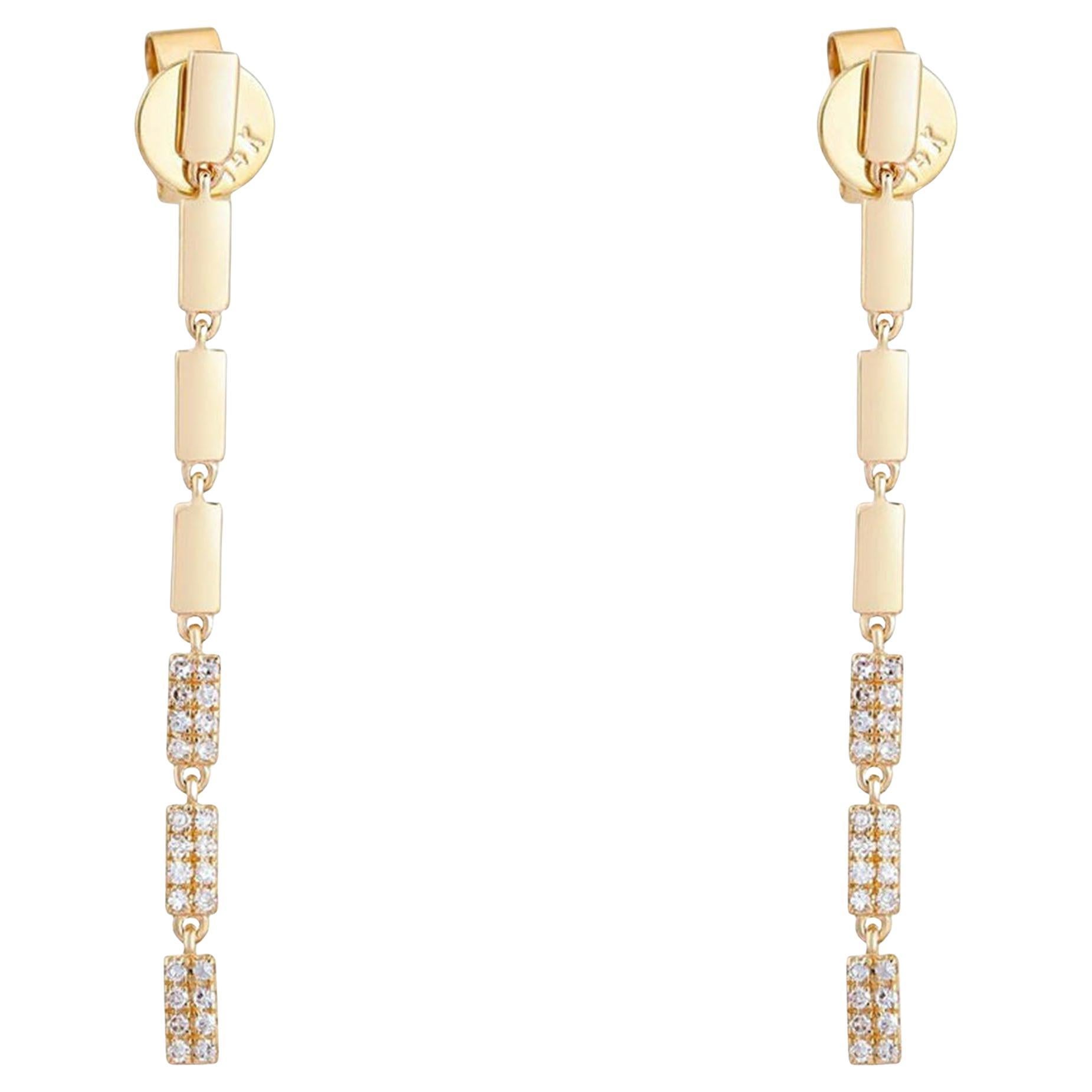 Pendientes de gota de diamantes de oro amarillo de 14 quilates (o 18 quilates bajo pedido) Linear Luxe