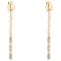 Linear Luxe 14K (or 18k upon request) Yellow Gold Diamond Drop Earrings