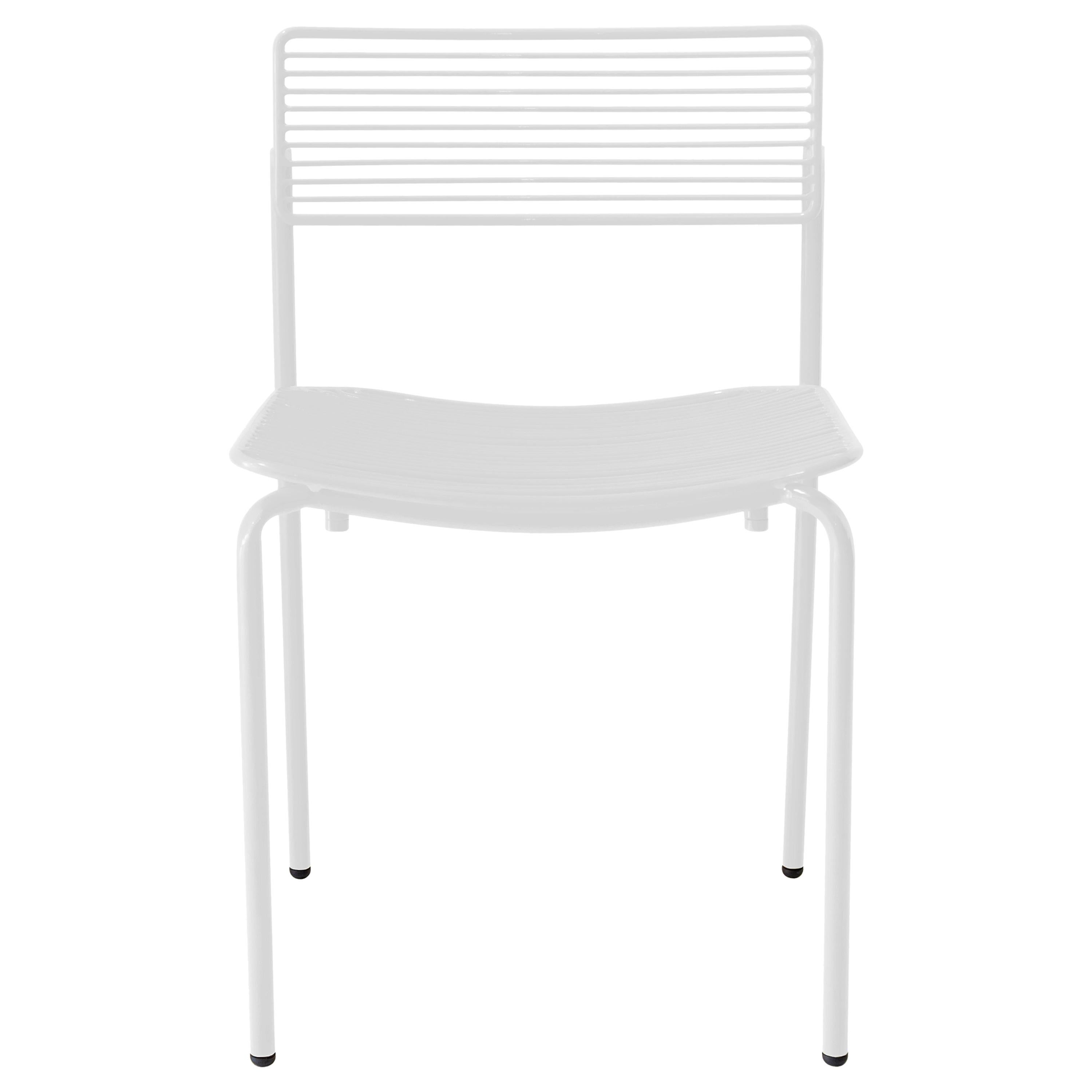 Linear & Modern White Metal Dining Chair