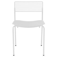 Linear & Modern White Metal Dining Chair