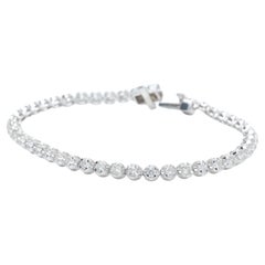 Linear Natural Diamond Tennis Stacking Bracelet in 14K Solid Gold (Certified)