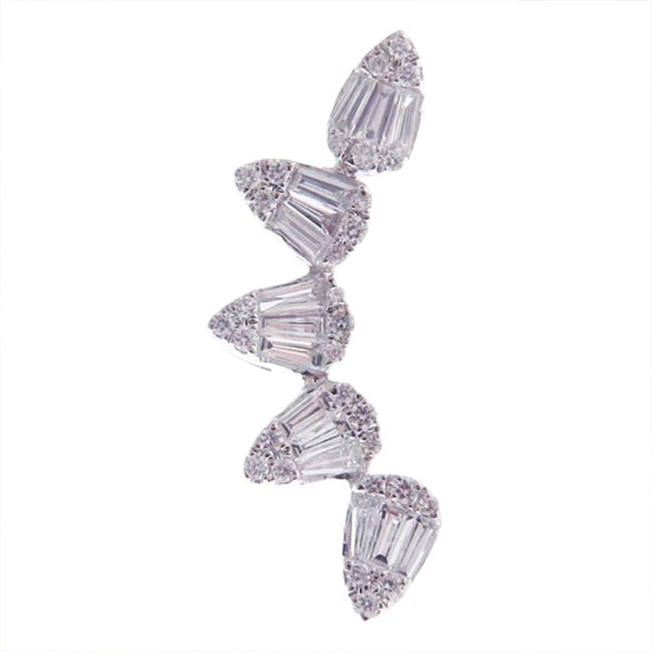 Modern Linear Pear Diamond Baguette Earcrawler For Sale