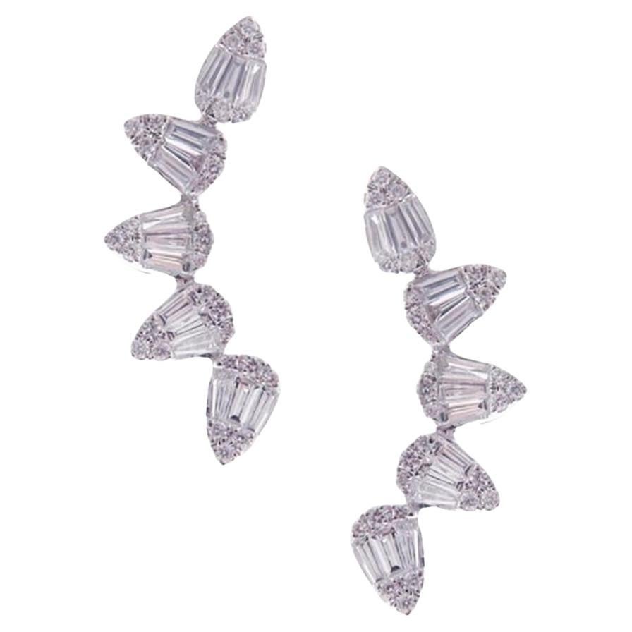 Linearer birnenförmiger Diamant Baguette-Ohrcrawler im Angebot