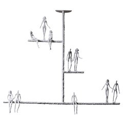 Linear Plaster Chandelier with Characters by Glustin Luminaires