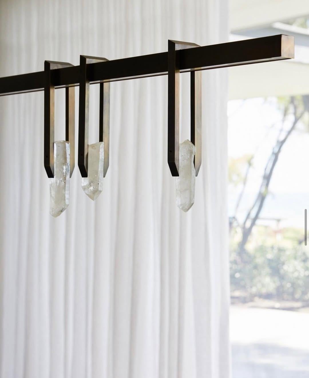Linear Rectangular Frame with Crystal 180 Pendant Light by Christopher Boots For Sale 6