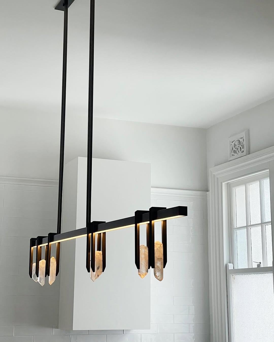 Linear Rectangular Frame with Crystal 180 Pendant Light by Christopher Boots For Sale 7