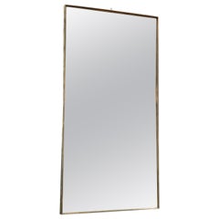 Linear Rectangular Italian Brass Frame Mirror, 1950s
