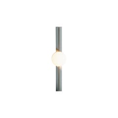 Linear Sculptural Sconce / Handcrafted Metal Wall Lamp with Glass Sphere