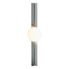 Linear Sculptural Sconce / Handcrafted Metal Wall Lamp with Glass Sphere