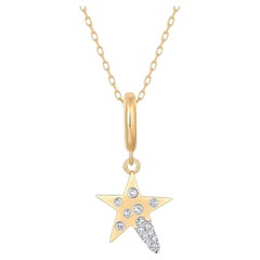 Linear Star Diamond 14K (or 18k upon request) Yellow Gold Pendant Necklace