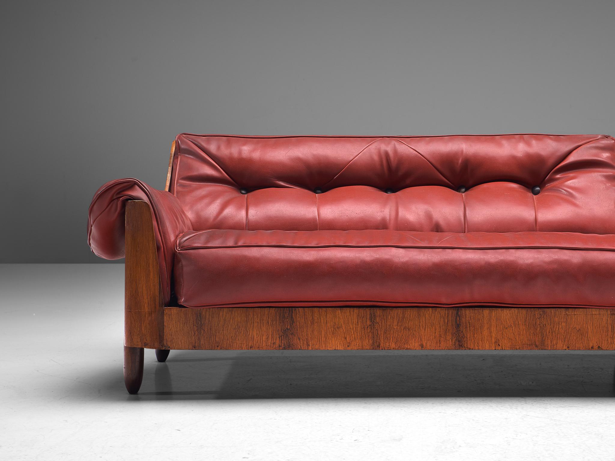 Faux Leather Lineart Moveis e Decoracoes Customizable Sofa in Rosewood