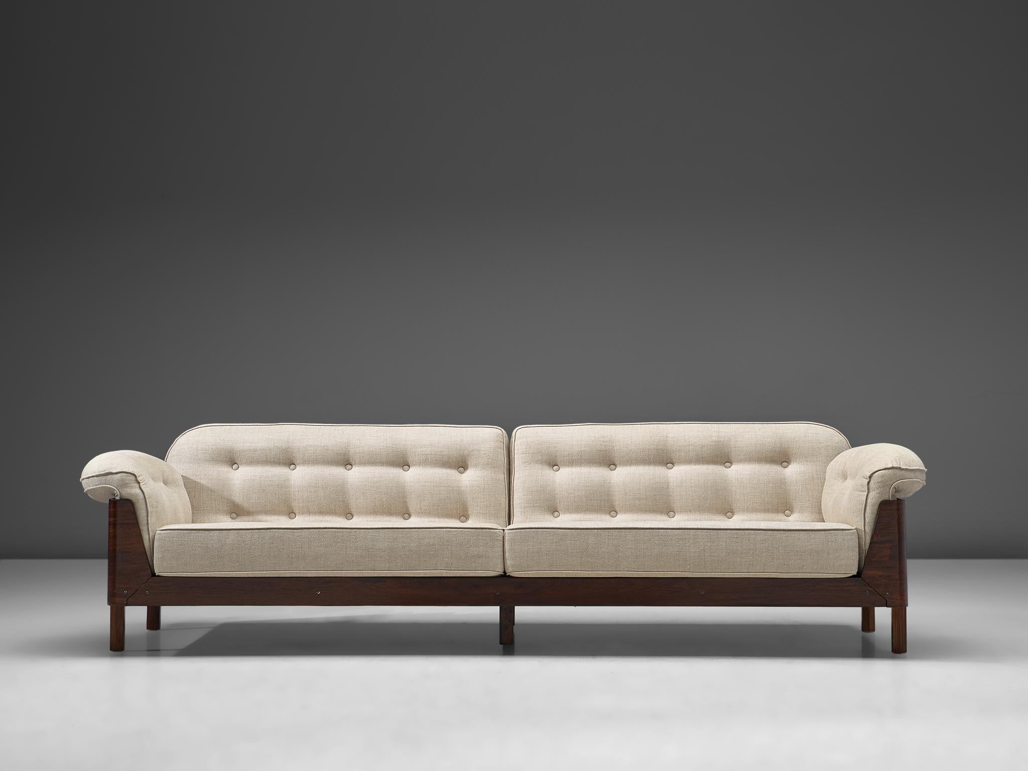 Lineart Moveis e Decoracoes Großes Sofa aus Palisanderholz und Stoff, 1960er Jahre (Moderne der Mitte des Jahrhunderts)