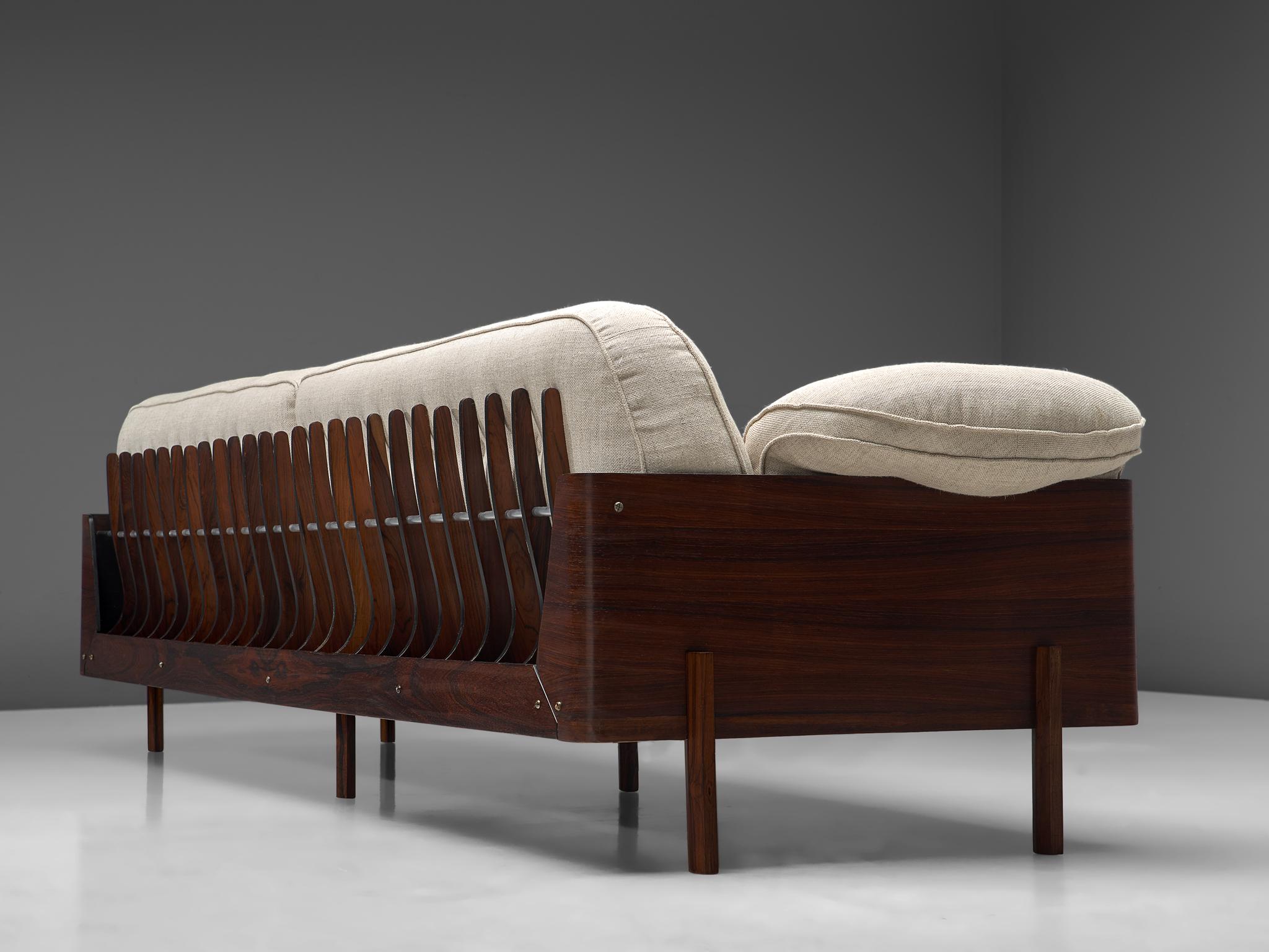 Lineart Moveis e Decoracoes Großes Sofa aus Palisanderholz und Stoff, 1960er Jahre 1
