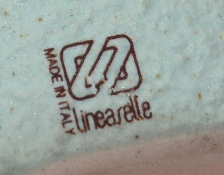 Lineasette Italy Ceramic Pottery Wheat Vases Mint Green White Vintage