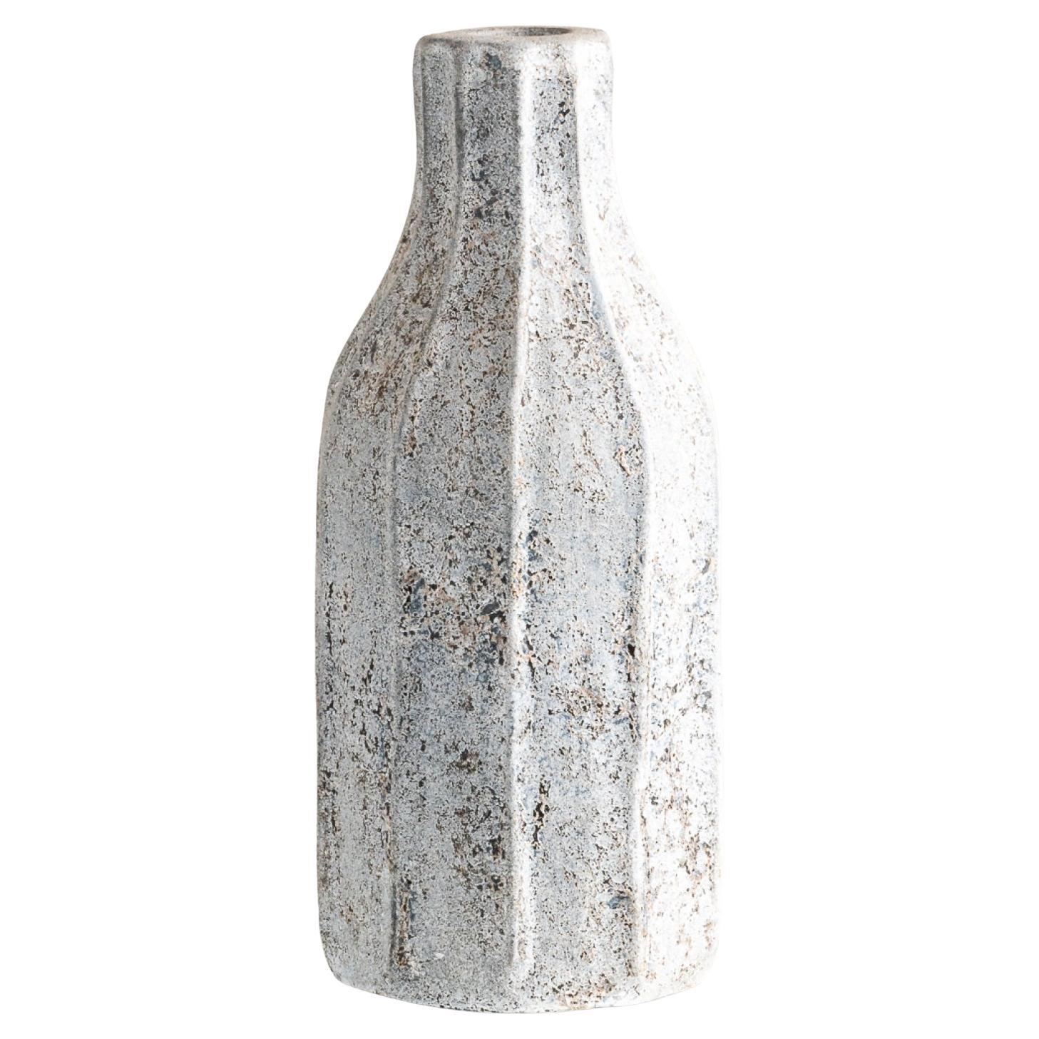 Lined Vase, Handmade Textured Terracotta Jug in Gray