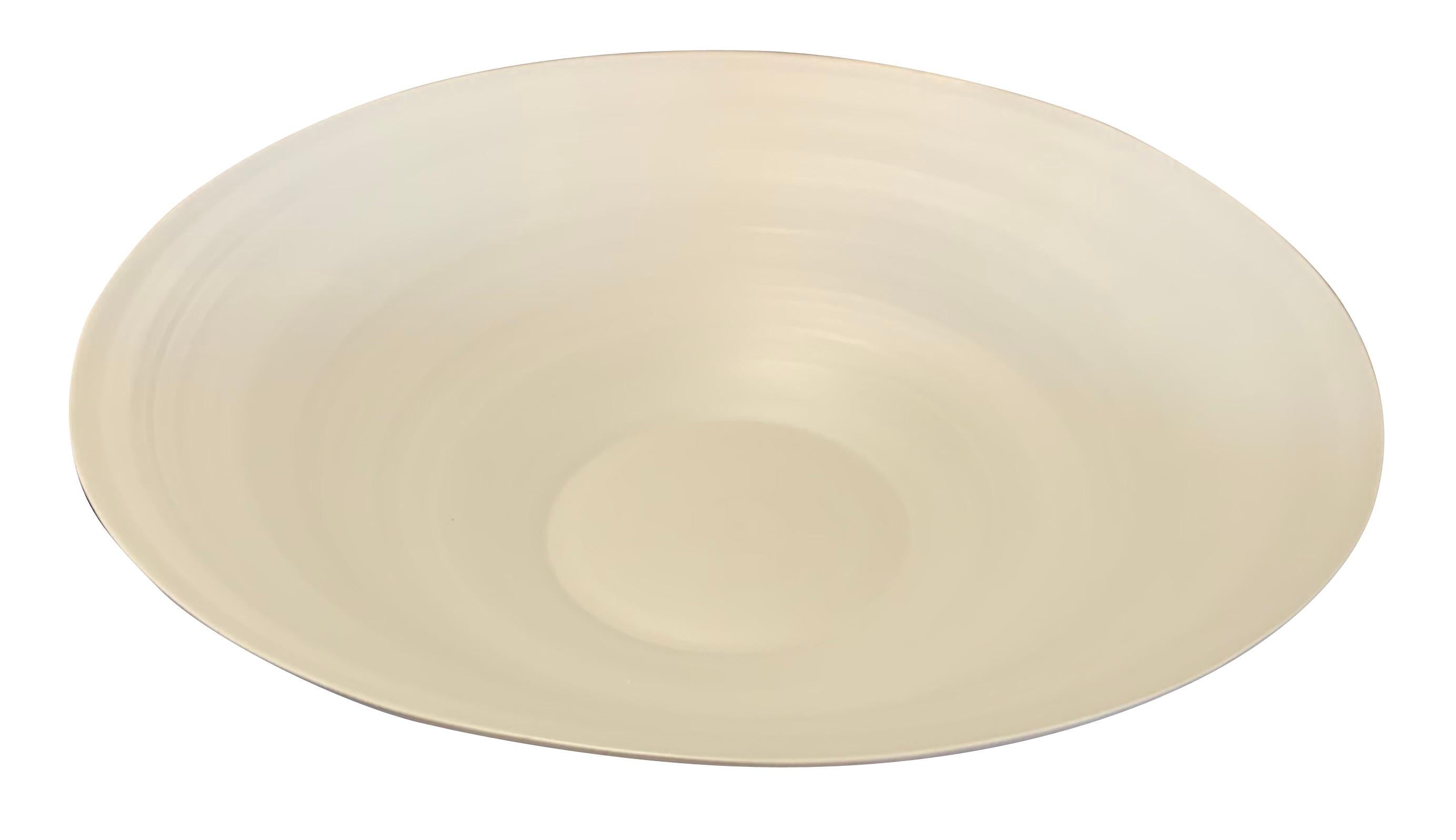 Contemporary Italian XL fine ceramic handmade bowl.
Solid linen color on the interior.
Crackle linen / black 