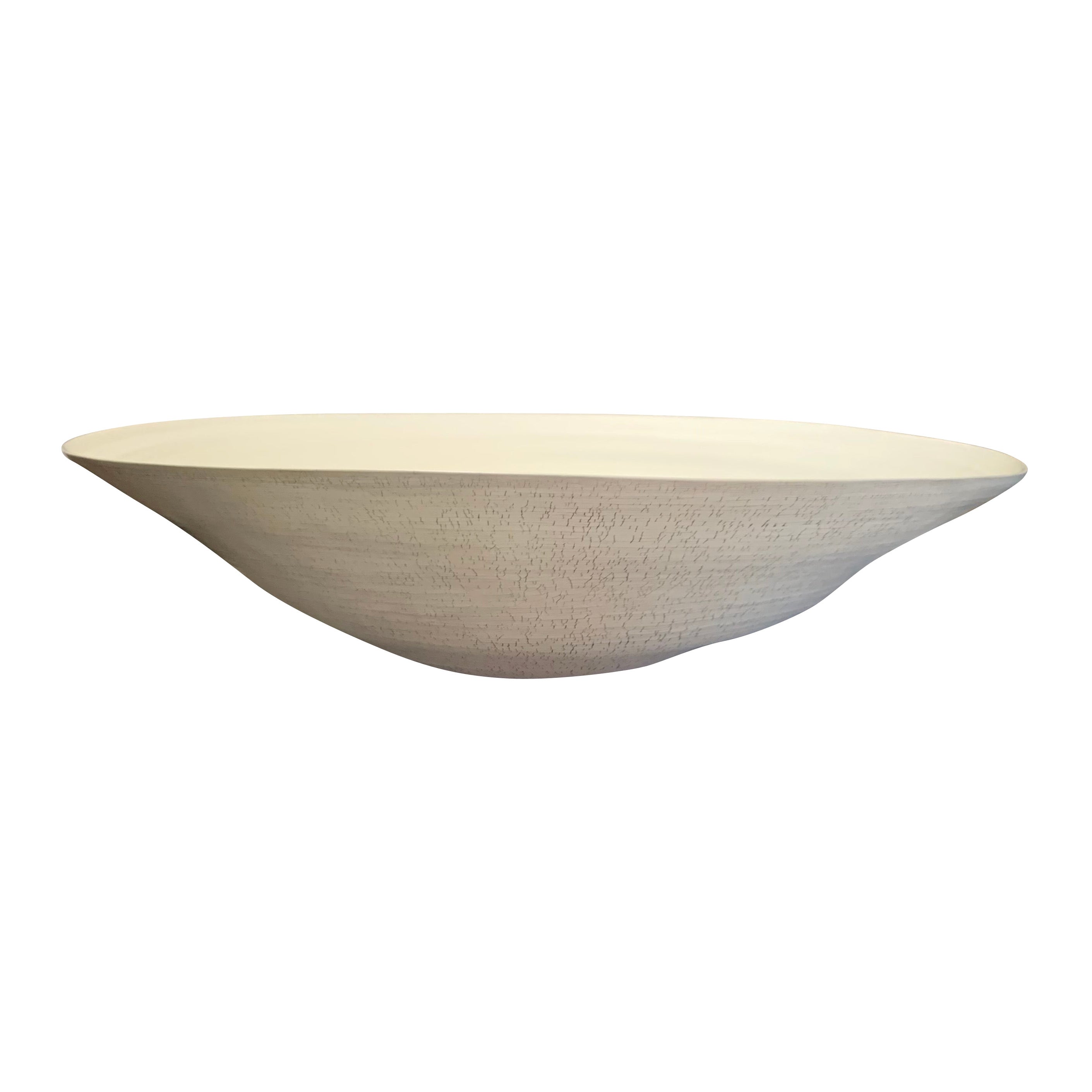 Linen and Black Crackle Motif Exterior Extra Large Bowl, Italy, Contemporary