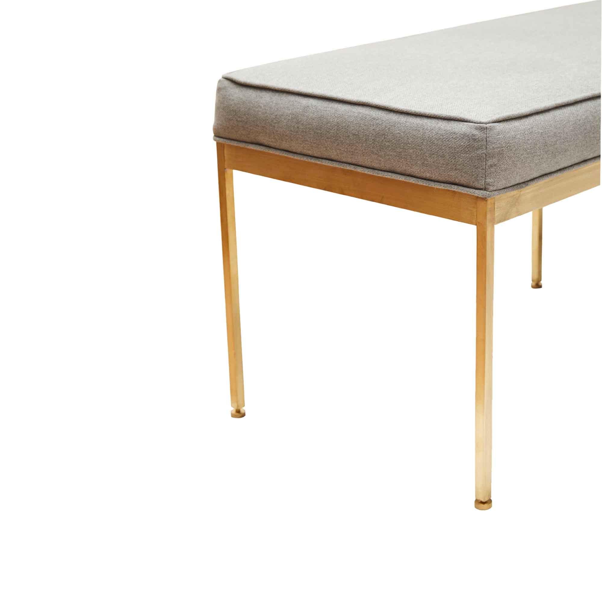 Linen and Brass Paul Bench by Lawson-Fenning In New Condition In Los Angeles, CA