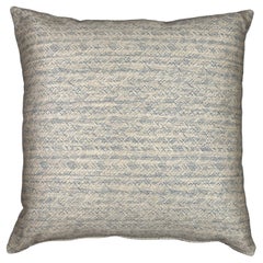 Linen and cotton blend white & navy throw pillow- by Mar de Doce