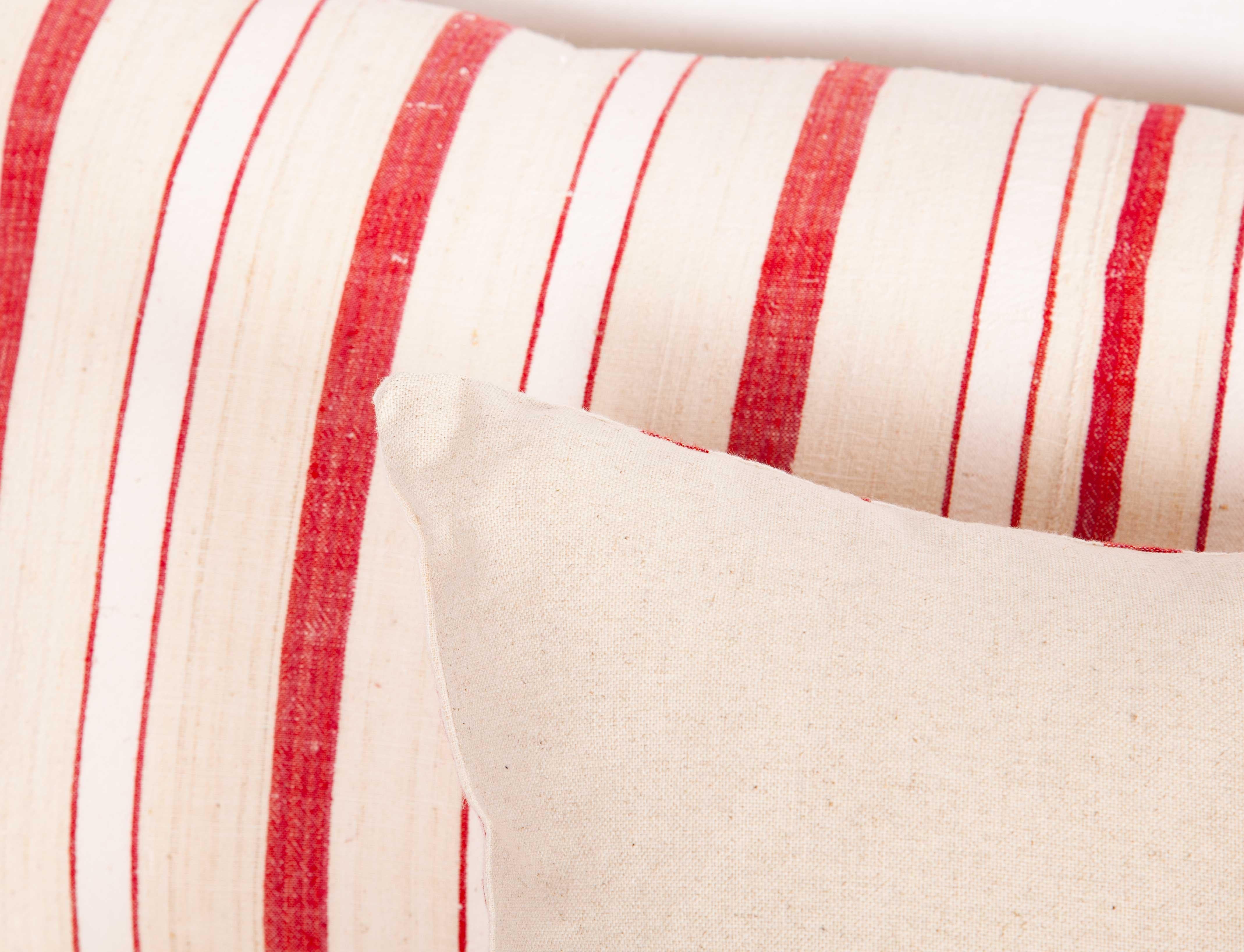 20th Century Linen and Cotton Pillow Cases Made from a Vintage Anatolian Handwoven Textile