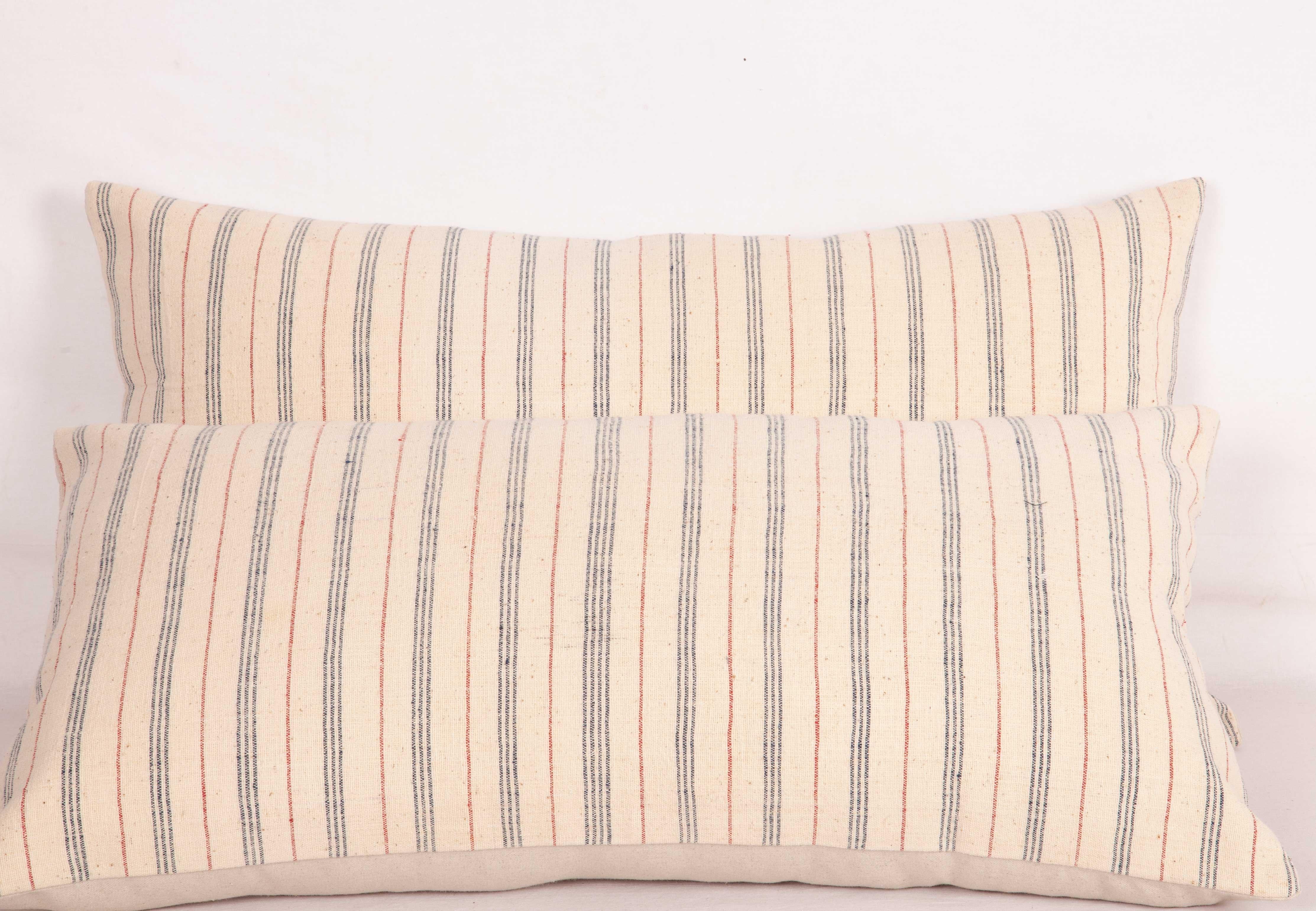 20th Century Linen and Cotton Pillow Cases Made from a Vintage Anatolian Handwoven Textile