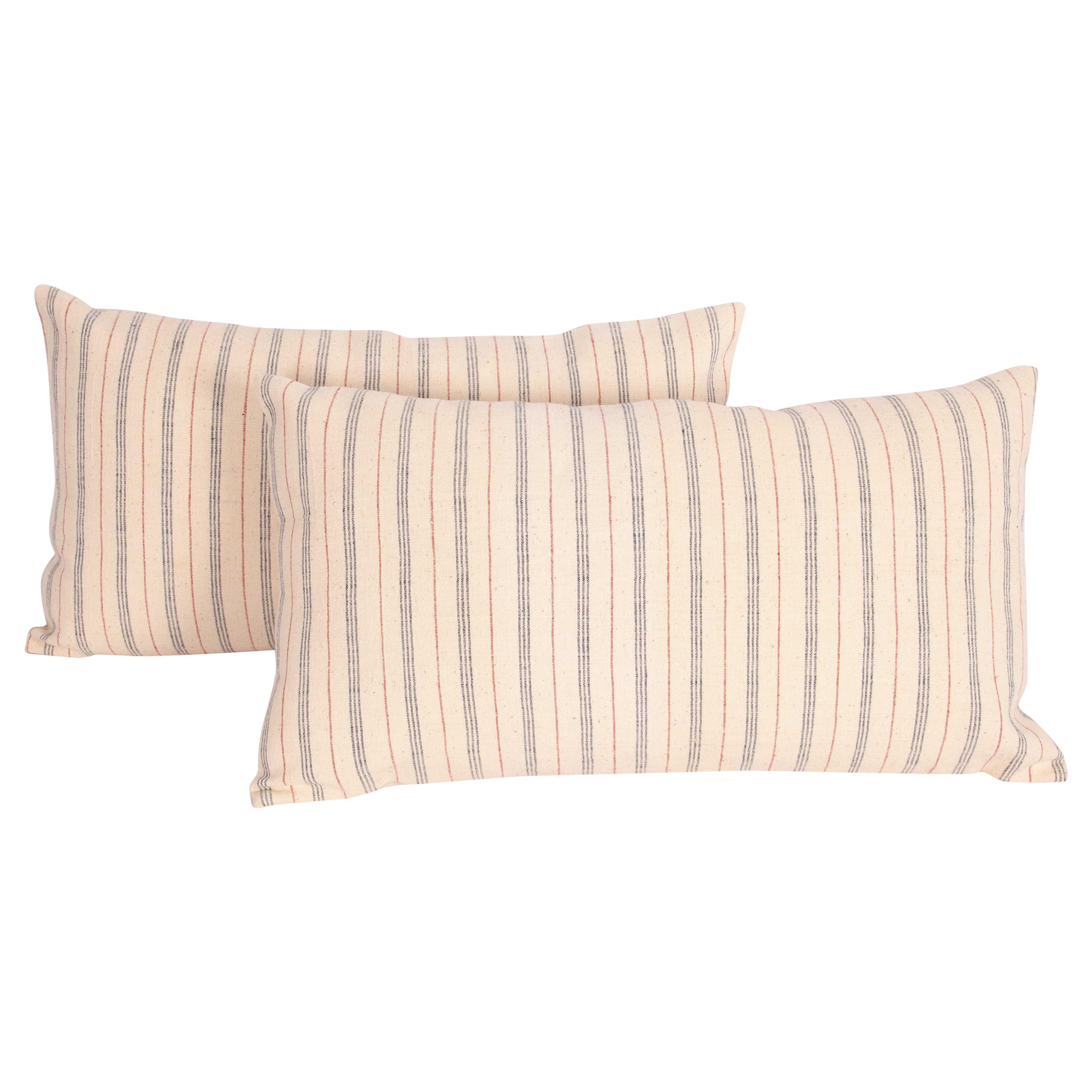 Linen and Cotton Pillow Cases Made from a Vintage Anatolian Handwoven Textile