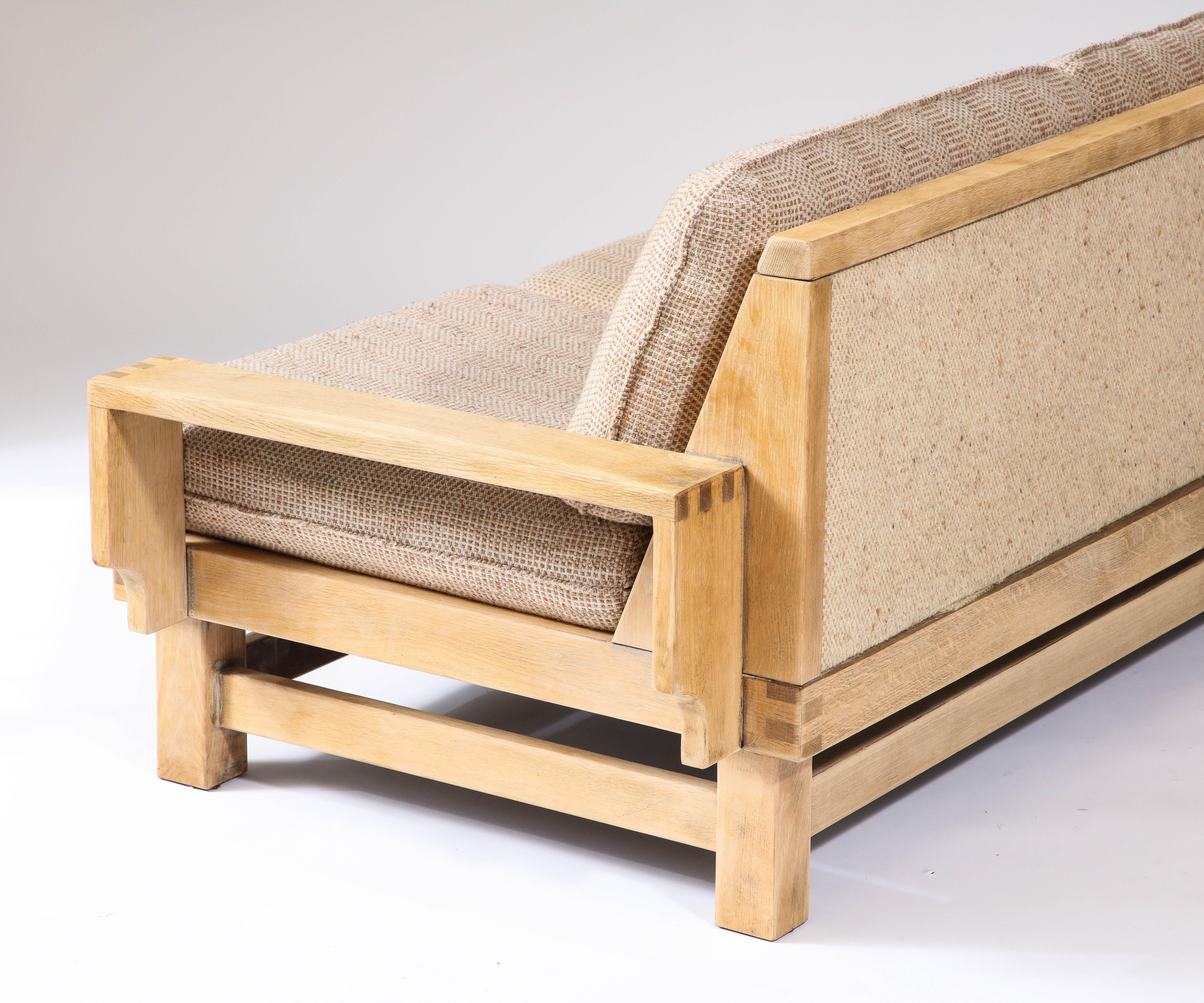 Linen and Oak Constructivist Sofa, The Netherlands, c. 1960 3