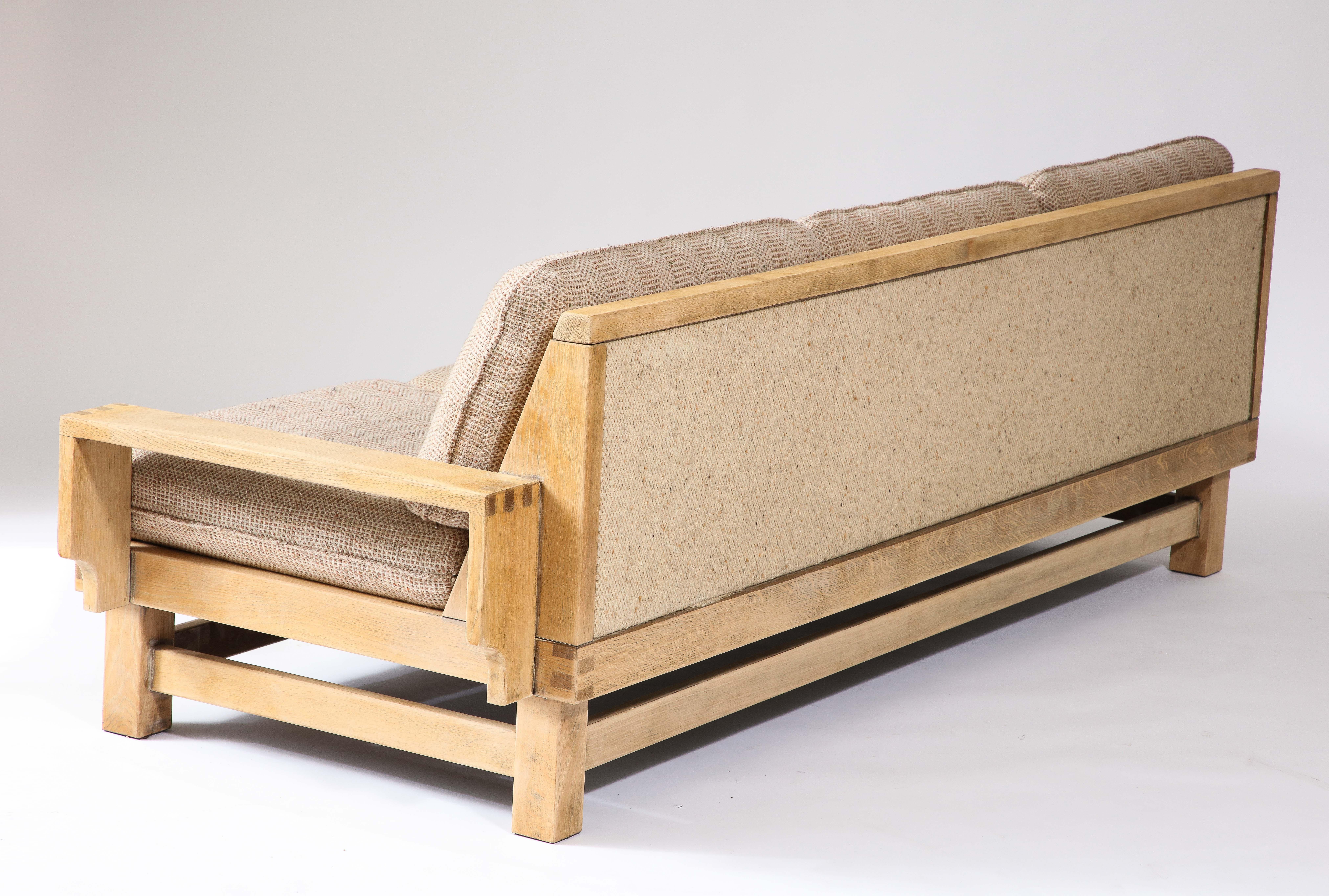 Linen and Oak Constructivist Sofa, The Netherlands, c. 1960 4