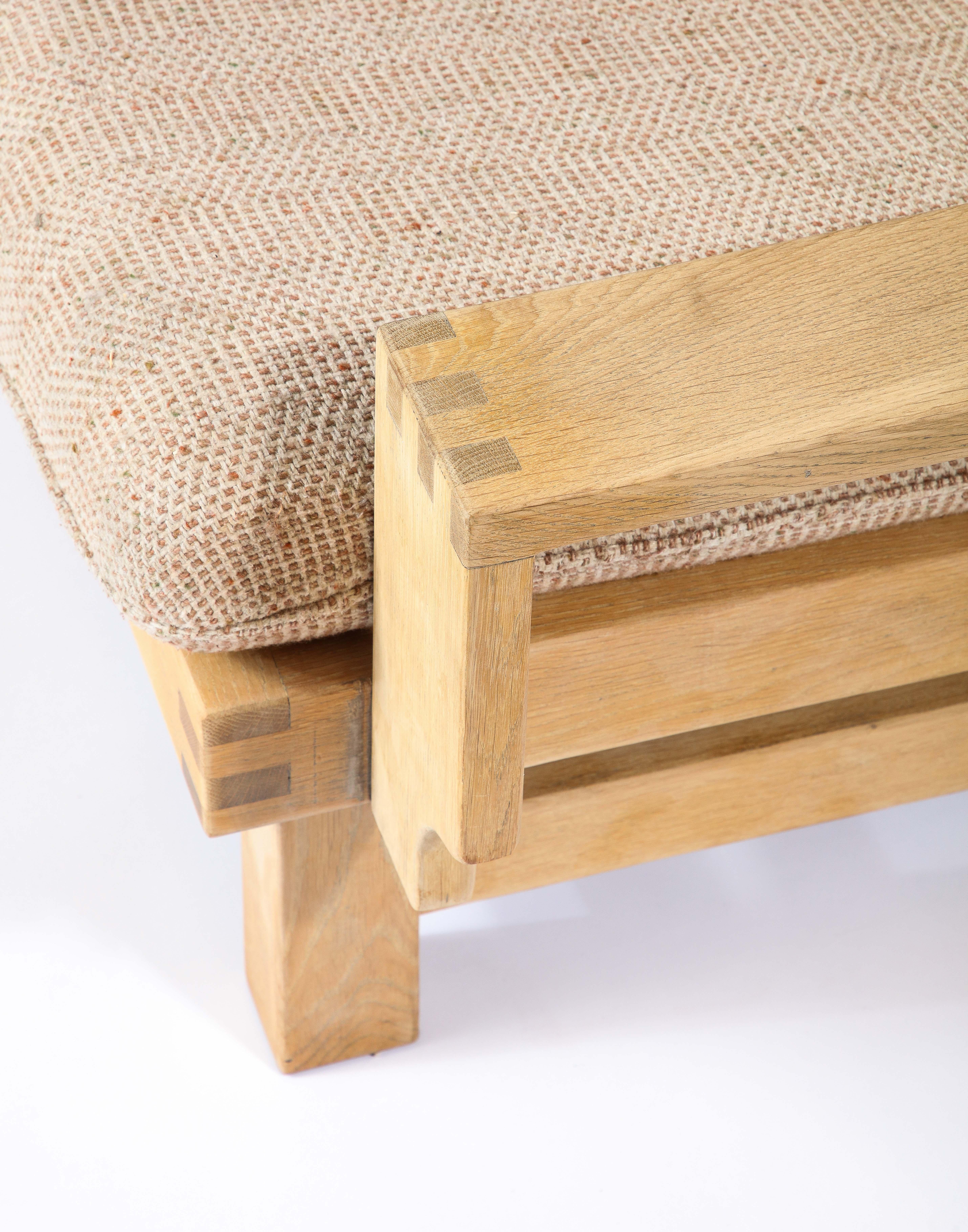 Linen and Oak Constructivist Sofa, The Netherlands, c. 1960 6