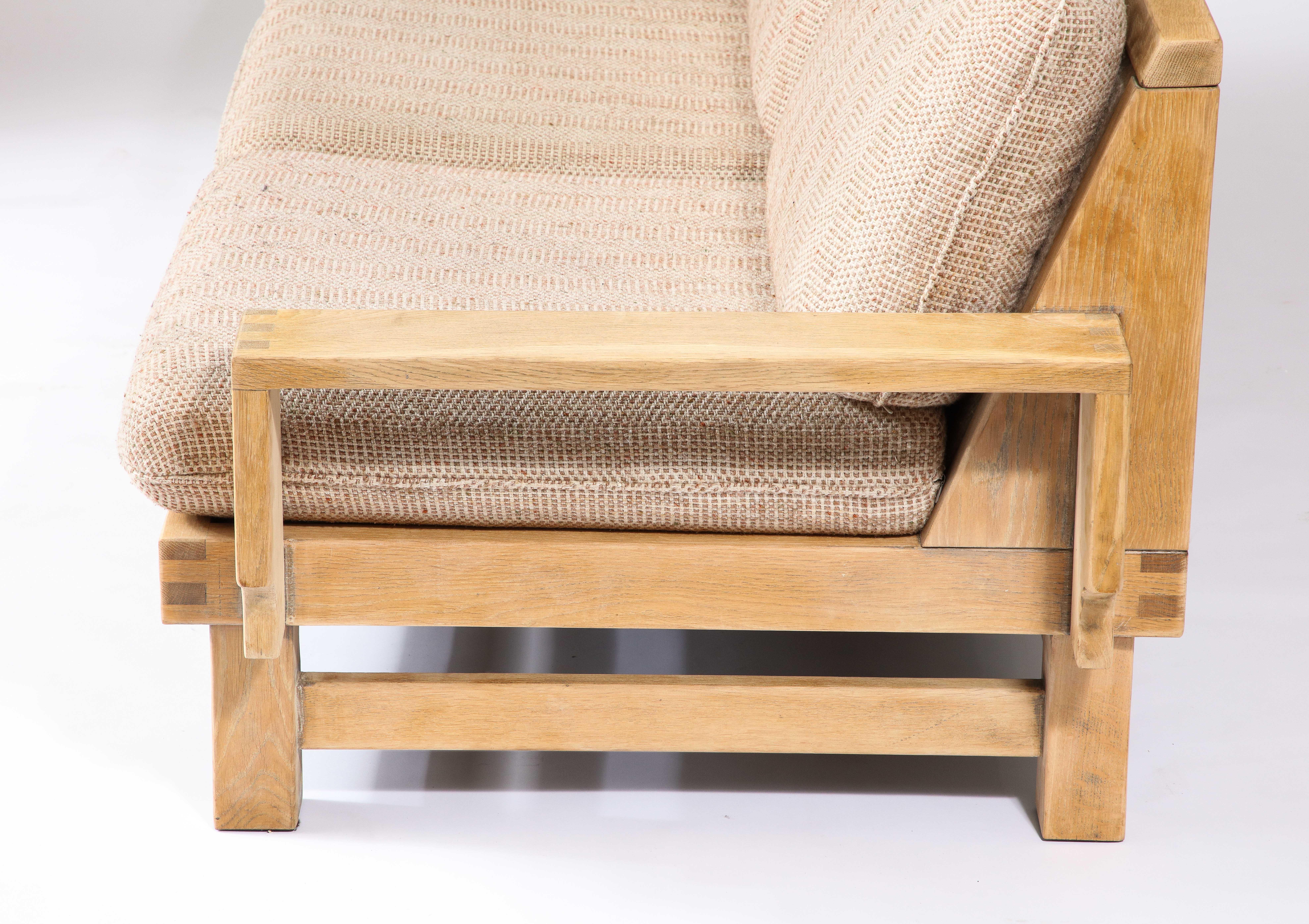 Linen and Oak Constructivist Sofa, The Netherlands, c. 1960 7