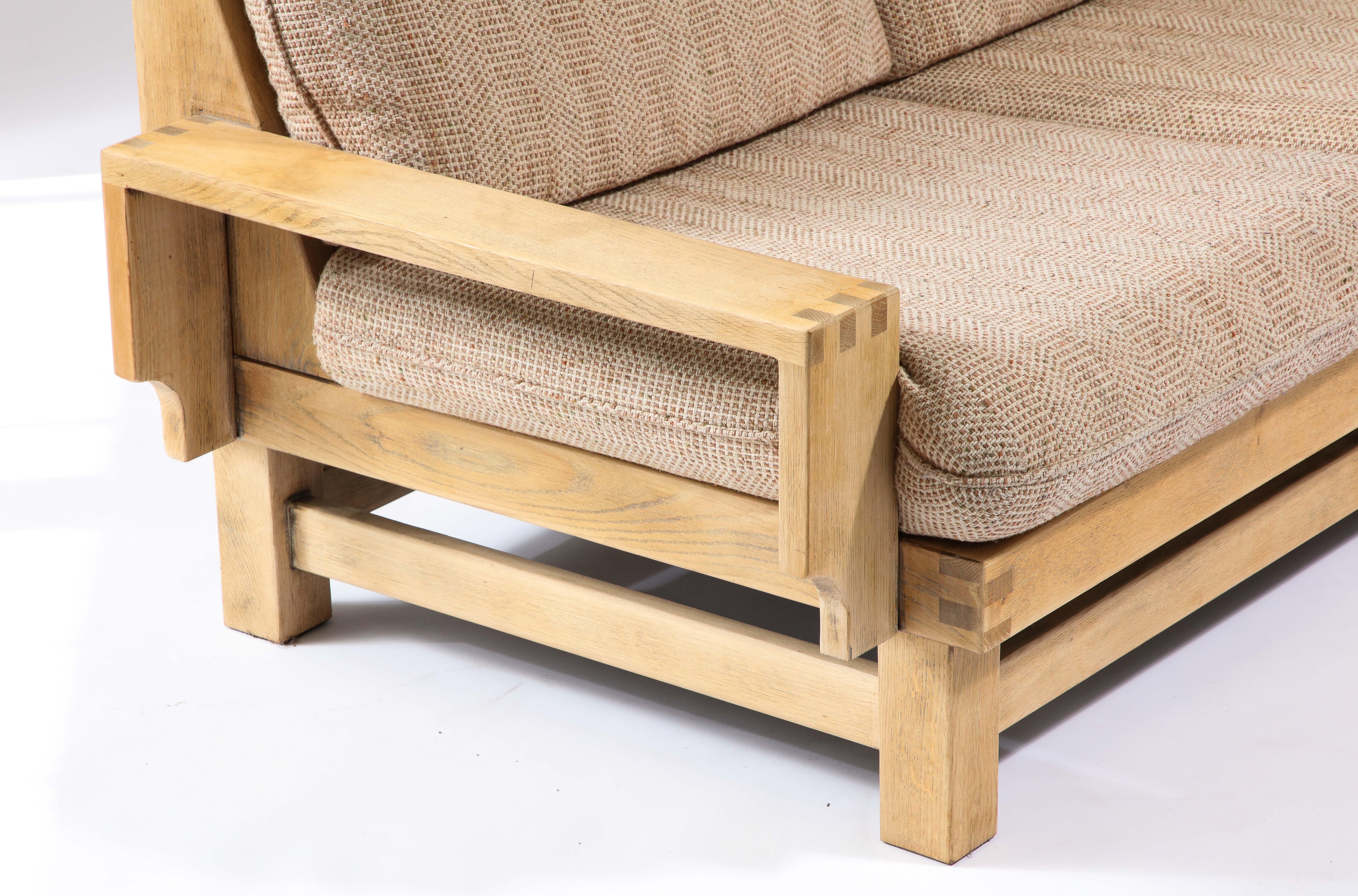 Linen and Oak Constructivist Sofa, The Netherlands, c. 1960 9