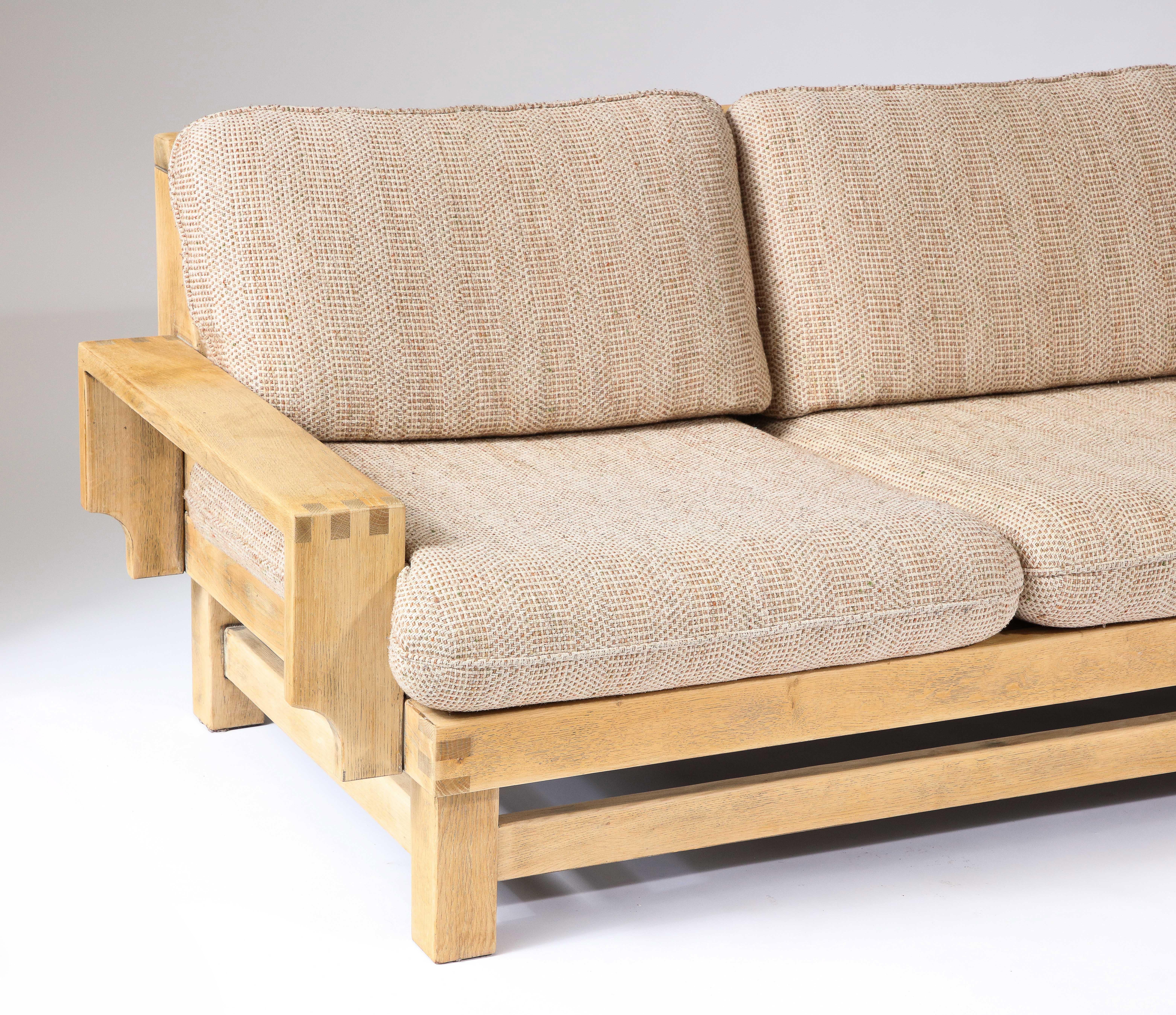 Linen and Oak Constructivist Sofa, The Netherlands, c. 1960 11
