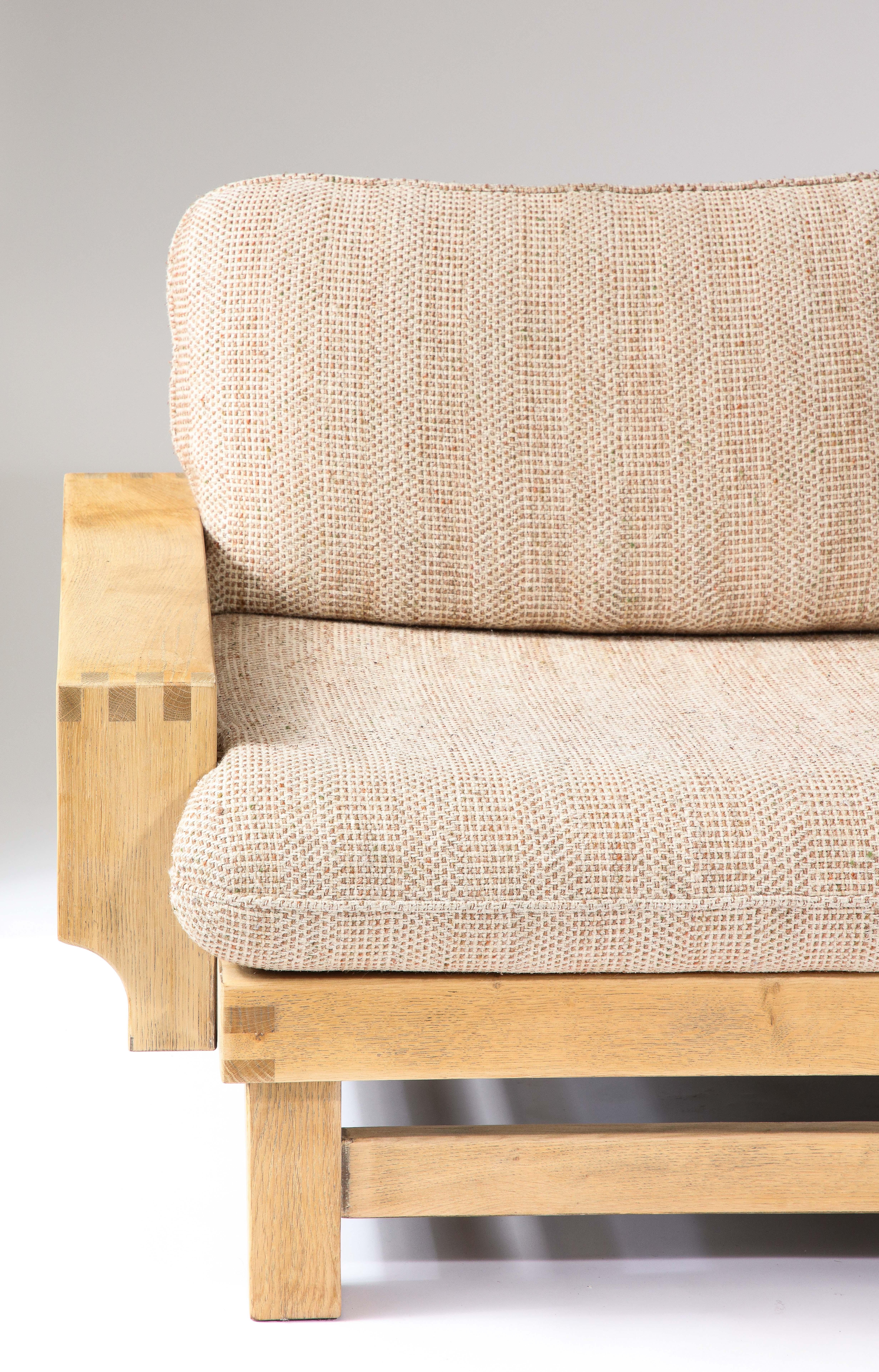 Linen and Oak Constructivist Sofa, The Netherlands, c. 1960 12