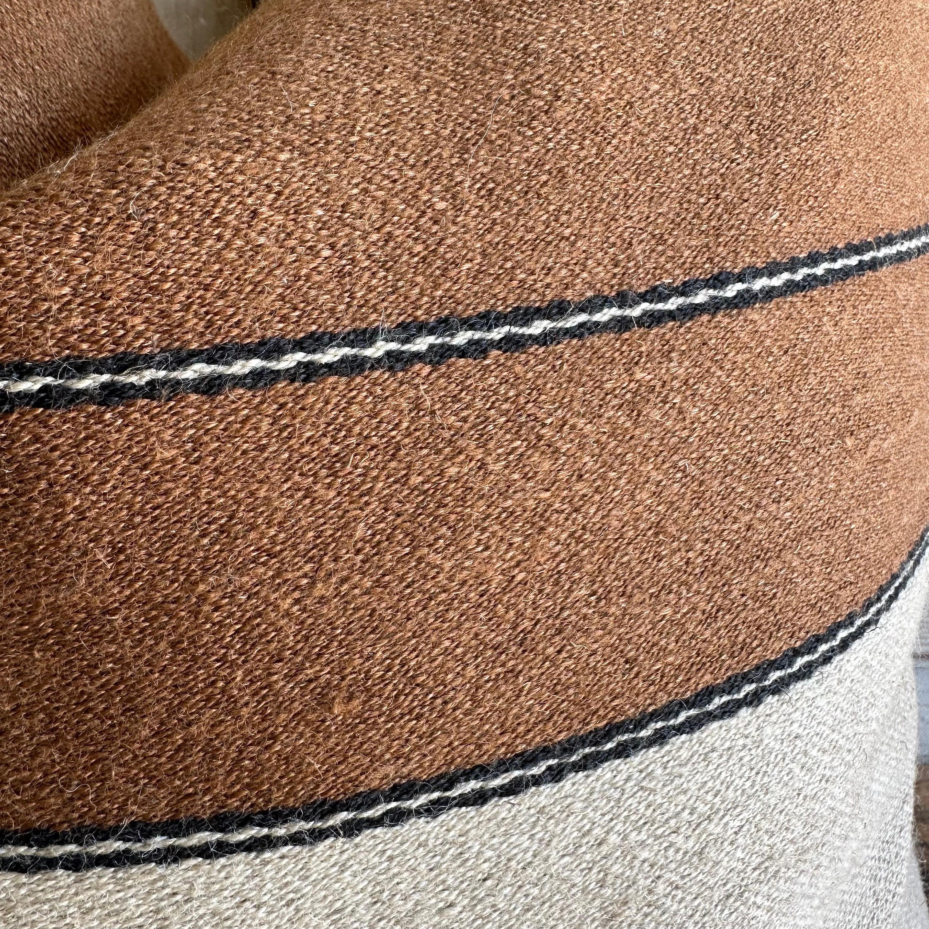 Belgian Linen and Wool Washed Pillow in Natural and Wax Brown For Sale