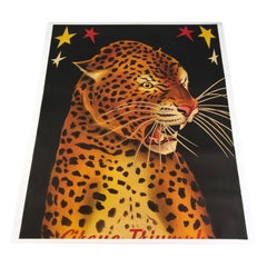 Vintage Linen Backed Tiger Poster, Circus Triumph, 1960s