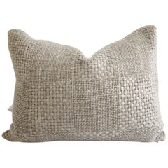 Linen Basket Weave Checkerboard Pattern Lumbar Pillow