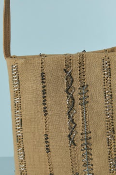 Linen beaded top handle bag ETRO