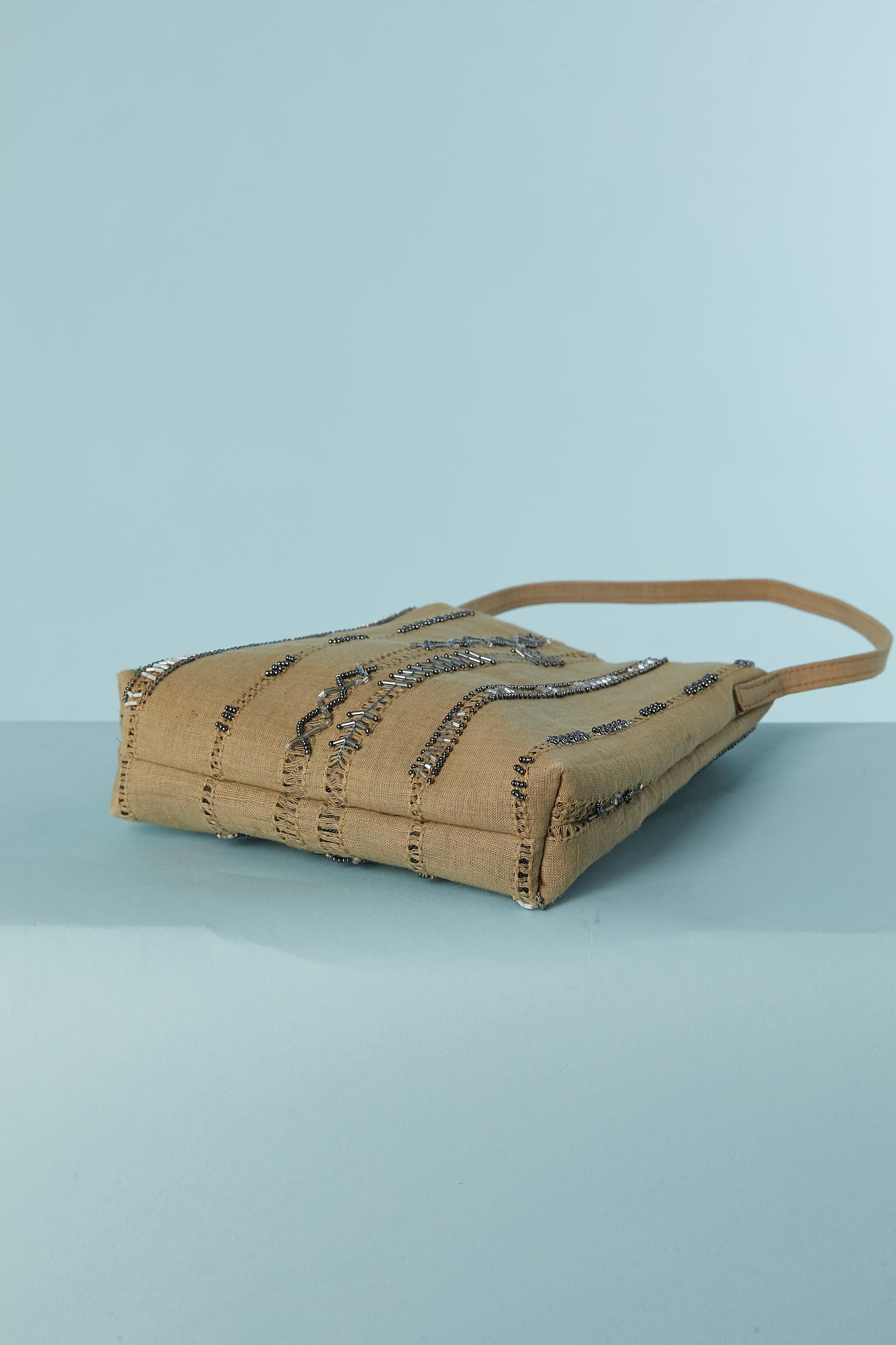 Linen beaded top handle bag ETRO In Excellent Condition For Sale In Saint-Ouen-Sur-Seine, FR