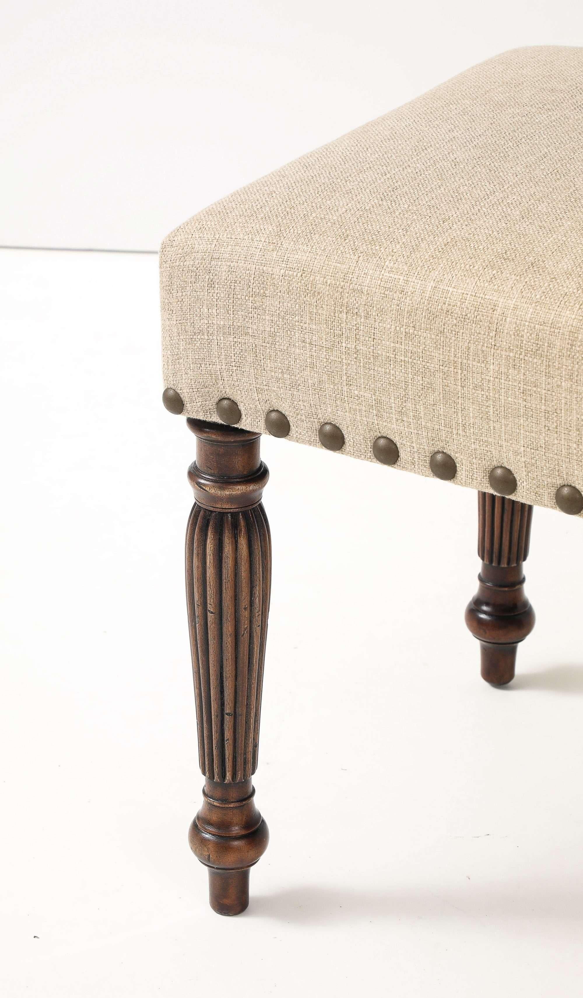 Lino Panchina in lino con gambe tornite in canna in vendita