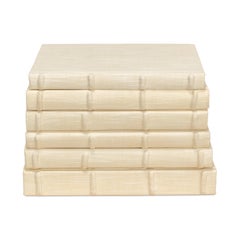 Linen Book Set of 12 in Ivory with Stitched Cloth Covers