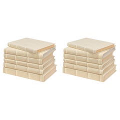 Linen Book Set of 12 in Ivory with Stitched Cloth Covers