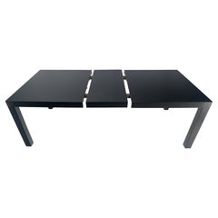 Tela de Lino Laca Negra Una Hoja Mesa de Comedor Compacta Parsons Siglo Medio MINT