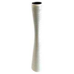 Linen Color Birch Motif Design Tall Curved Shape Vase, Italy, Contemporary